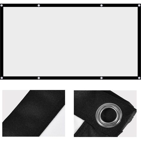 Écran de Projection Portable 120 Pouces 16:9 Blanc Anti-Rides, Support pour Projecteur de Voyage