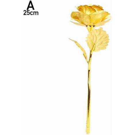 Rose Enchantée LED - Fleur Artificielle Dorée - Décoration Mariage Noël Saint-Valentin - Hauteur 25 cm - 1 Pièce (1/5)