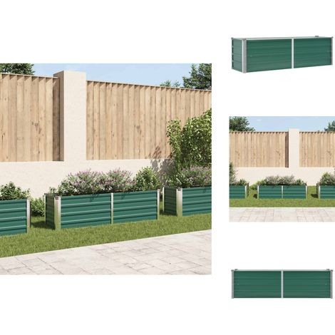 Garten-Hochbeet Verzinkter Stahl 160x40x45 cm Grün - Gartenhochbeet - Metallhochbeet - Stahlteich - Balkonbepflanzung - Terrasse Bepflanzung (1/5)