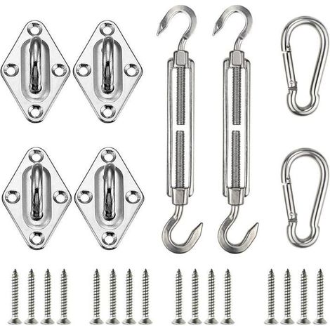 Kit de Fixation pour Voile d'Ombrage - Quincaillerie Complète pour Triangle et Carré (1/4)