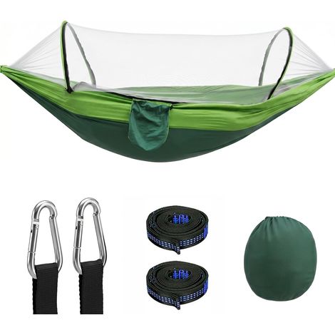 Hamac de Camping avec Moustiquaire, Hamac Exterieur Portable 260x140cm, 300kg Capacité de Charge, avec 2Sangles en Nylon et 2Mousquetons, pour Camping Voyage Exterieur Jardin (1/5)