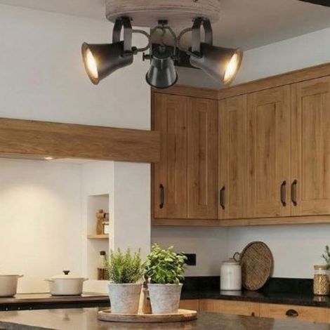 Aplique de Techo de Madera y Cerámica Esmaltada 3 Focos GU10 (1/3)