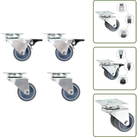 Roulettes pivotantes doubles 4 pcs 50 mm - Roulettes Pivotantes - Roulettes Doubles - Chariots - Meuble Roulant - Support Plante (1/5)