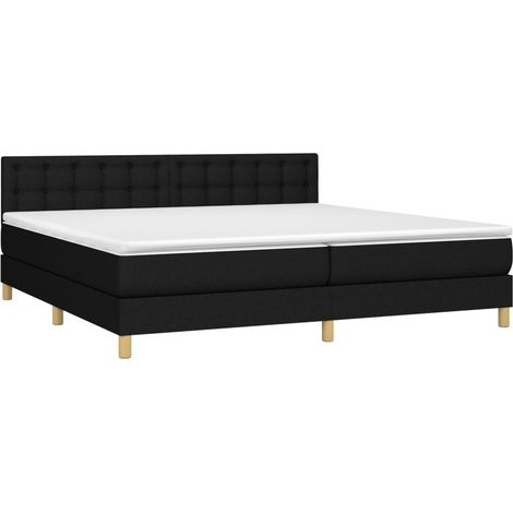 Struttura letto LED con testiera boxspring materasso 200x200 cm tessuto nero TDL0208132