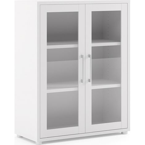 Prisme Büro Aufbewahrung 2 Glastüren. Weiss. (1/5)