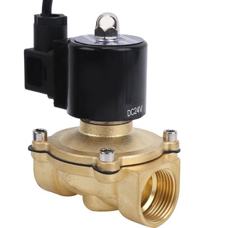 Électrovanne en laiton G1" normalement fermée 24V DC, action directe pour usage industriel, 250-25 2A (1/5)