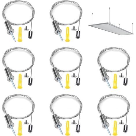 AIDUCHO Edelstahl-Hakenkabel, 16-teiliges Universal-Aufhängeset für Bilderrahmen und Spiegel, Stahlkabelset zum Aufhängen von LED-Panel-Beleuchtung (1/5)