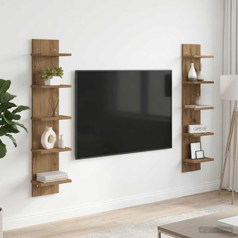 vidaXL Estante de pared 2 uds. Roble artisan 22 x 15 x 100 cm (1/5)