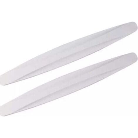 Lot de 2 protections pare-chocs universelles anti-rayures blanc [40 x 5,5 cm] caoutchouc autocollant flexible (1/4)