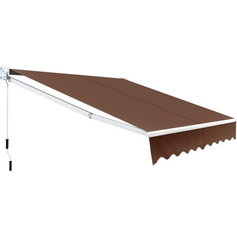 COSTWAY Tenda da Sole per Esterno Avvolgibile, Tenda da Sole a Bracci Estensibili con Telaio in Alluminio e Tettuccio Resistente al Sole e Impermeabile e Manovella (245 x 200 cm,Marrone) (1/5)