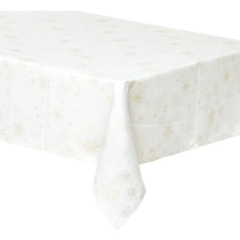 Nappe de Fêtes blanche avec Flocon Doré brodé 140 x 240 cm - Feeric Christmas (1/2)