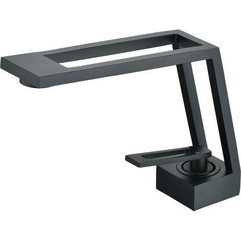 Kreativ gestaltete, mattschwarze Monoblock-Waschtischarmatur (1/5)