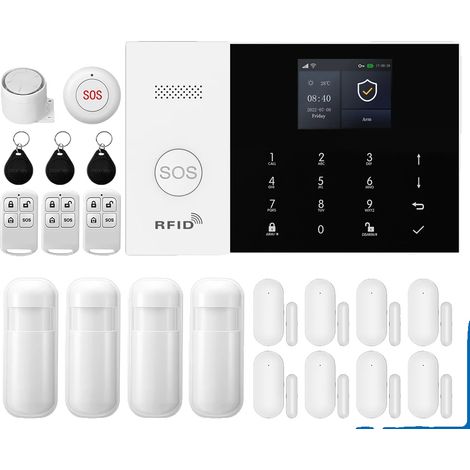 Système d'alarme intelligent, contrôle mobile, capteurs de détection de mouvement, E, Prise EU (1/2)