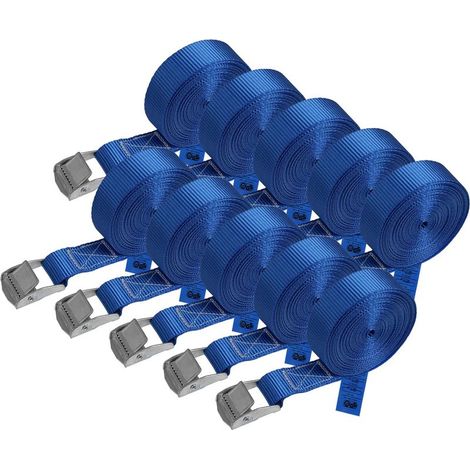 Zurrgurt mit Klauenbefestigung – Blau – Maximale Traglast 250 kg, 10 Stück à 2,5 cm x 6 m (1/5)