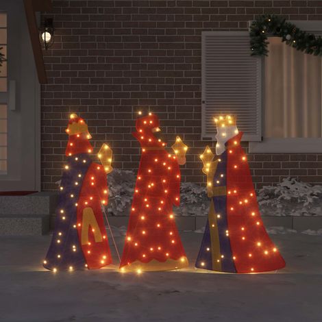 vidaXL  3 Wise Men Christmas Lighting  3 pcs Warm White 105 cm Fabric