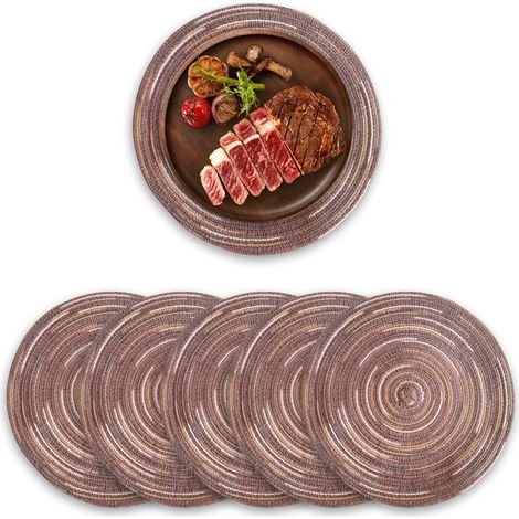 Sous-Plat Ronde - 15 Pouces - Coton et Polypropylène - Résistant à la Chaleur et Antidérapant - Lot de 6 (1/5)