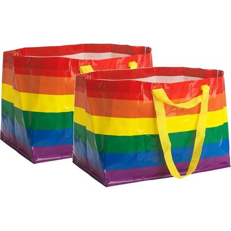 Grands sacs de transport réutilisables arc-en-ciel de 71 L - Lot de 2 (1/4)