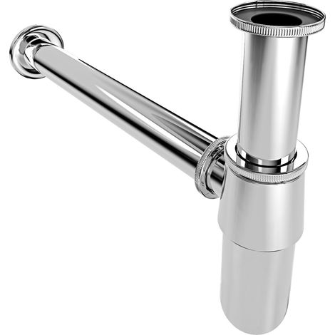 Sifone A Bottiglia Regolabile In Acciaio Cromato Per Lavabo Bidet Attacco 1\"1/4 G Anti Odori Resistente Facile Da Installare Design Moderno Finitura Cromo Lucido