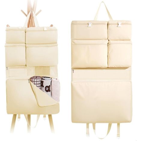 Türhänger, Wandregal für hinter Türen und auf Reisen, mit sieben Fächern zur Aufbewahrung von Kleidung, Socken und Dokumenten, Beige