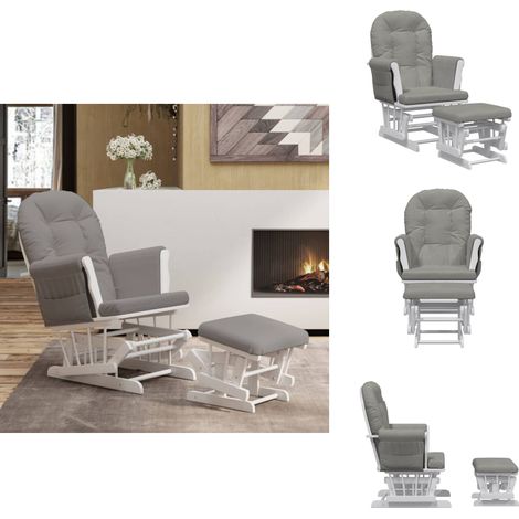 Chaise berçante avec repose-pied Gris clair Tissu - Chaise Berçante - Chaise Relaxante - Chaise D'allaitement - Mobilier Enfant - Meuble Design (1/5)