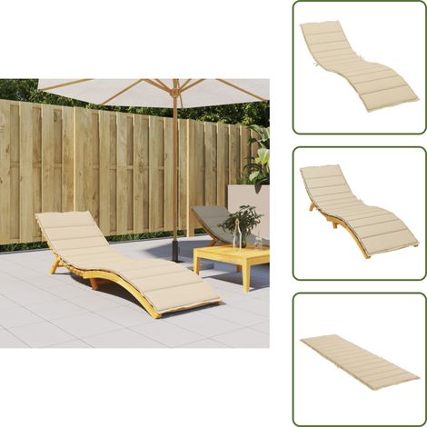 The Living Store Cojín de tumbona de tela Oxford beige 200x50x3 cm - Cojín de jardín
