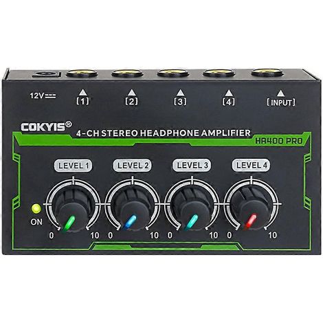 COKYIS HA400 PRO 4-Kanal-Audioverstärker, Mini-Stereo-Kopfhörerverstärker, ideal für kleine Clubs und den Heimgebrauch (EU-Stecker). (1/5)