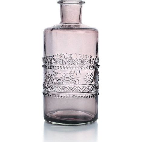 Vase Vintage en verre à reliefs - Gris - 7,5 x 14,5 cm