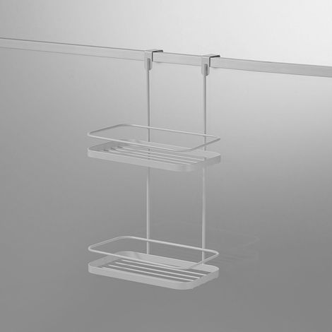 Scaffale porta bagno in metallo a 2 mensole Biwa - Bianco