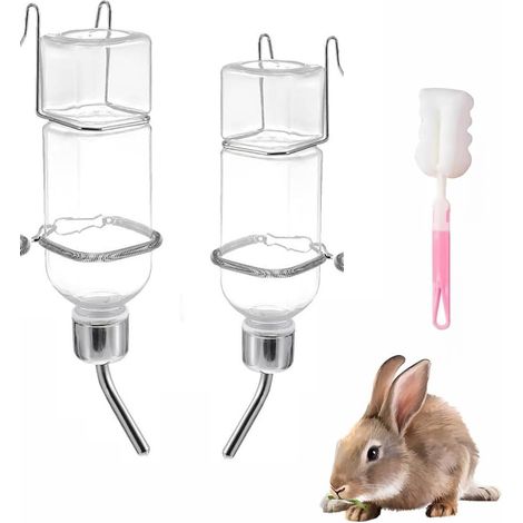 Rabbit Feeding Bottle, Guinea Pig Feeding Bottle, Rabbit Feeding Bottle for Cage, Rabbit Drinker, Rabbit Water Dispenser with Stand, Accessory for Rabbit, Drinking Bowl for Rodents Chinchilla Squirrel (1/5)