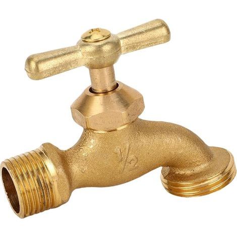 Robinet D'arrosage, Vanne de Jardin Robuste en Laiton avec Poignée en Zinc pour la Gestion de L'eau Extérieure, Raccord 1/2 Po MIP X 3/4 Po MHT (1/4)