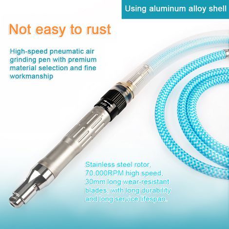 Set of 7 pneumatic sanders, aluminum grinding pen, high rotation speed of 70,000 rpm with 1/4" thread size (1/5)