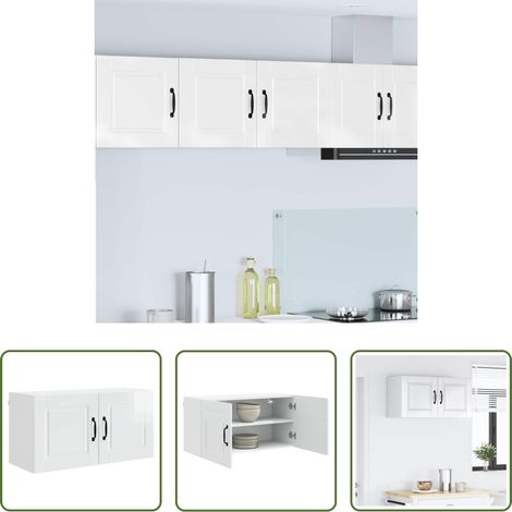 Étagère murale - Armoire de cuisine avec étagère Blanc brillant 80 x 31 x 40 cm (1/5)