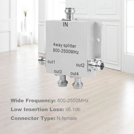 4-Wege-N-Typ-Leistungsteiler 800–2500 MHz für Mobilfunk-Repeater-Signalverstärker