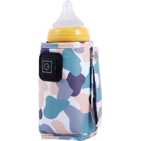 Universel USB Chauffe-Eau Lait Voyage Poussette Sac Isotherme Portable BéBé Allaitement Chauffe-Biberon Camouflage-Blanc (1/4)