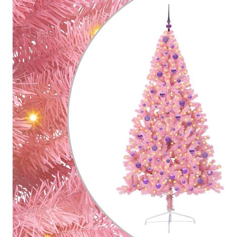 Artificial Pre-lit Christmas Tree with 300 LEDs Pink 210 cm PVC vidaXL