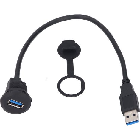 Câble encastré USB 3.0 pour montage sur voiture, 1 pied de longueur, couplage fileté à vis, panneau femelle à mâle