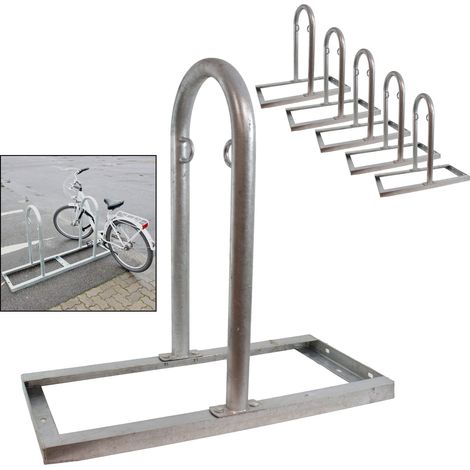 5 x Fahrradanlehnbügel 90 x 84 cm Stahl feuerverzinkt Ø 49 mm grau freistehend Fahrradständer Parker Typ U (1/5)