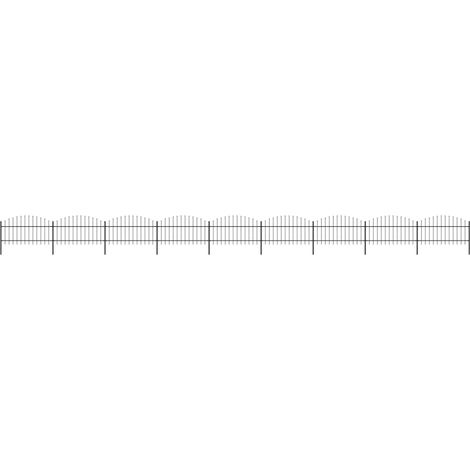 Clôture de jardin,Barrière de jardin,Portail de jardin à dessus en lance Acier (1-1,25)x15,3 m Noir CNENE588278 (1/5)
