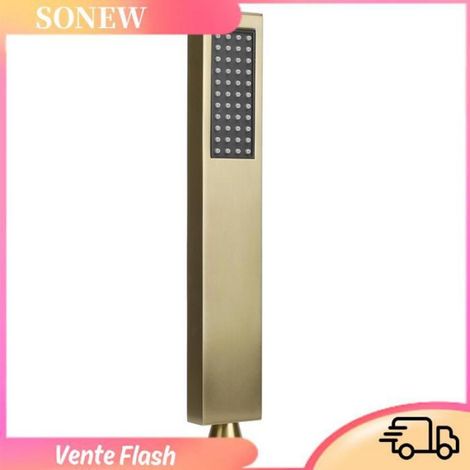 Sonew Pomme de douche Pommeau de douche de forme carrée plate G1 / 2 Pulvérisateur de douche en cuivre outillage douche Or brossé (1/5)