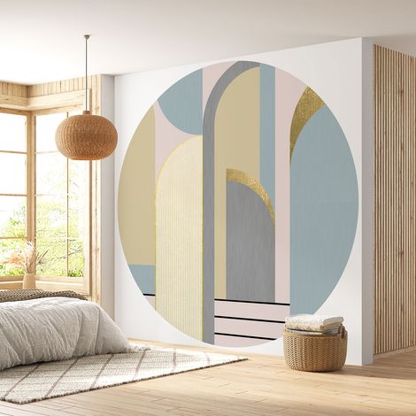 Papier peint rond / cercle - Motif géométrique - Diamètre 110 cm (1/4)