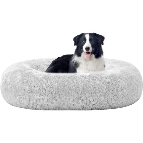 Hundebett orthopädisches rund Donut L 90 x B 90 x H 20 cm Hellgrau (1/5)