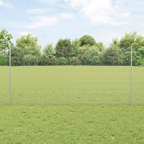Zaun mit Pfosten Silber 1,2 x 25 m Stahl