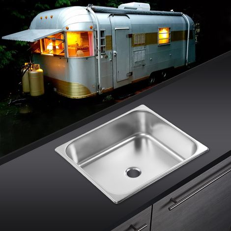 Accessoires pour camping-cars : Évier de cuisine carré encastrable 330300100 mm en acier inoxydable 304 avec bonde de 40 mm pour camping-cars, véhicules de loisirs, yachts, salles de bains et cuisines (1/5)
