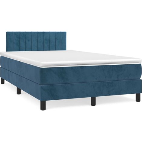 vidaXL Sommier à lattes de lit et matelas bleu foncé 120x190cm velours