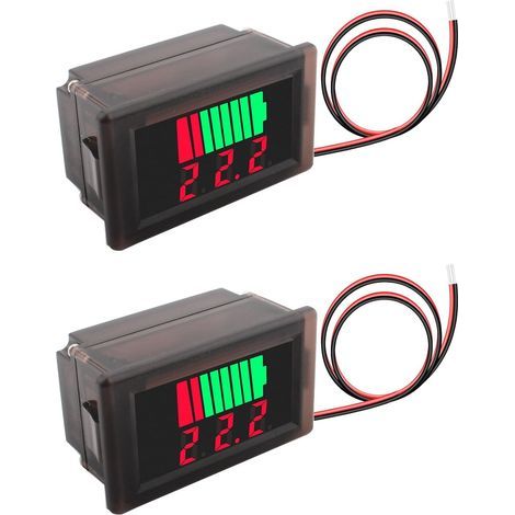 2 Pièces 12V voltmetre Moniteur de capacité de Batterie 12V -60V testeur de tension LED 2 fils-Rouge (1/5)