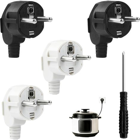 Fiche Male Prise Electrique Étanche, 4 Pièces 250V 16A Prise Male 220V Schuko pour Intérieur et Extérieur, Prise de Terre Européenne avec Outils Inclus, Installation Facile et Durable (1/5)