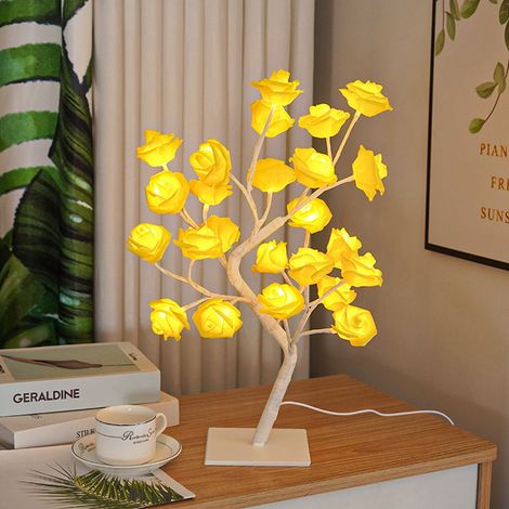 Arbre Lumineux En Forme De Rose - Lampe De Nuit À Led Avec Base Détachable - Pour Chambre Ou Salon - 1 Pièce (1/5)