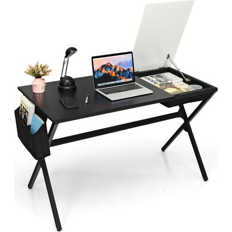 Scrivania per computer 120 x 60 x 73,5 cm con cassetto e borsa portaoggetti stile moderno MDF nero 200019216