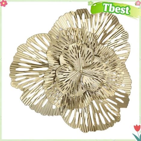 Tbest sculpture murale de fleur de ginkgo Décoration murale en métal, fleur de Ginkgo triangulaire moderne et linge pack Tapez B (1/5)