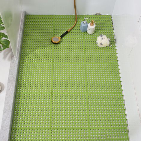 10 Pièces Tapis de Sol Ventouses Anti-Dérapant Mosaïque Plastique pour Salle de Bain Cuisine Vert (1/5)